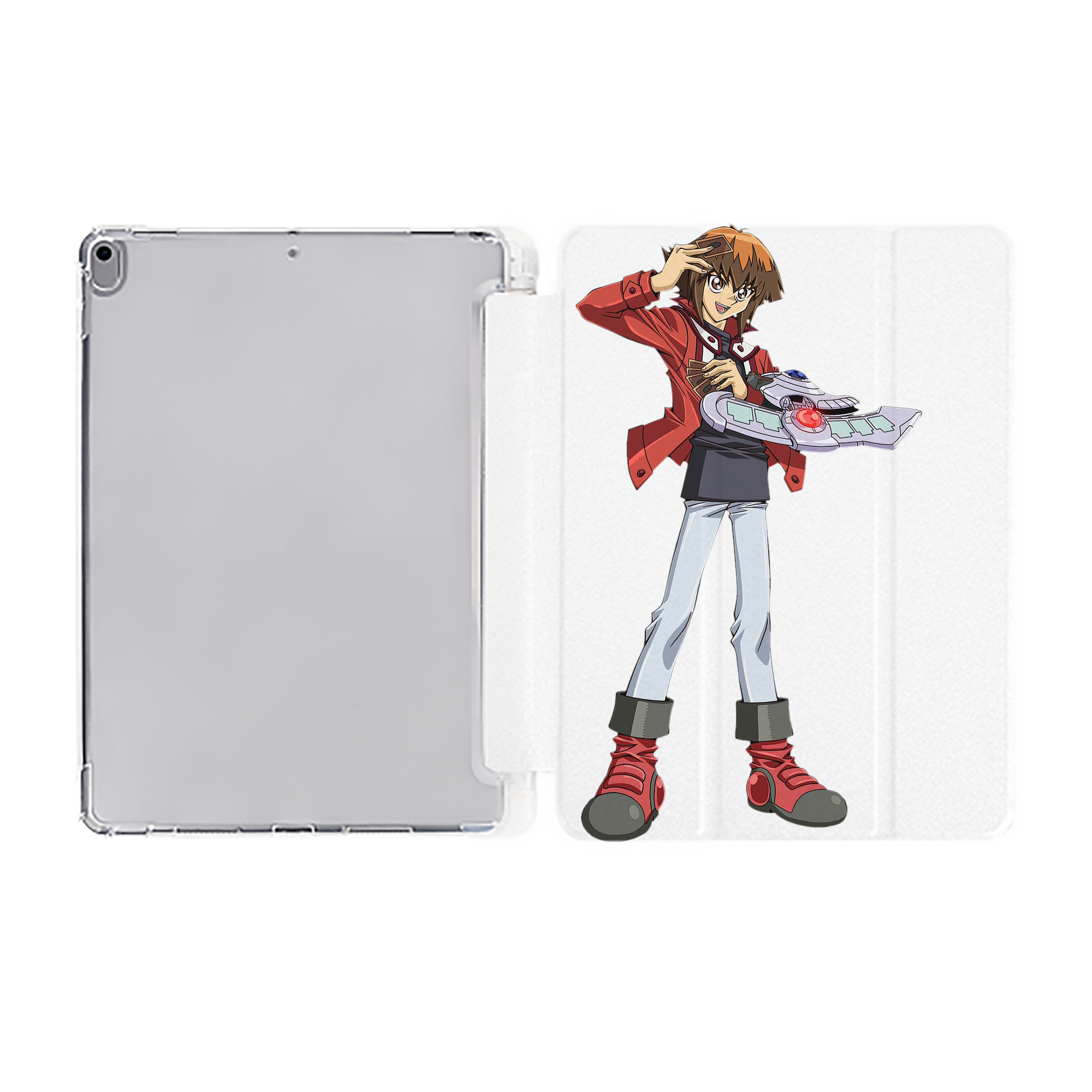 （画像用） 遊☆戯☆王 Yu-Gi-Oh! IPad ケース ペン収納付き 三つ折りスタンド PUレザー×シリコン 対応機種9.5/10.5/10.9インチ